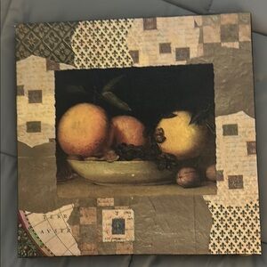 PARAGON Mixed Media Fruit Bowl Art with Orange and Yellow Tones